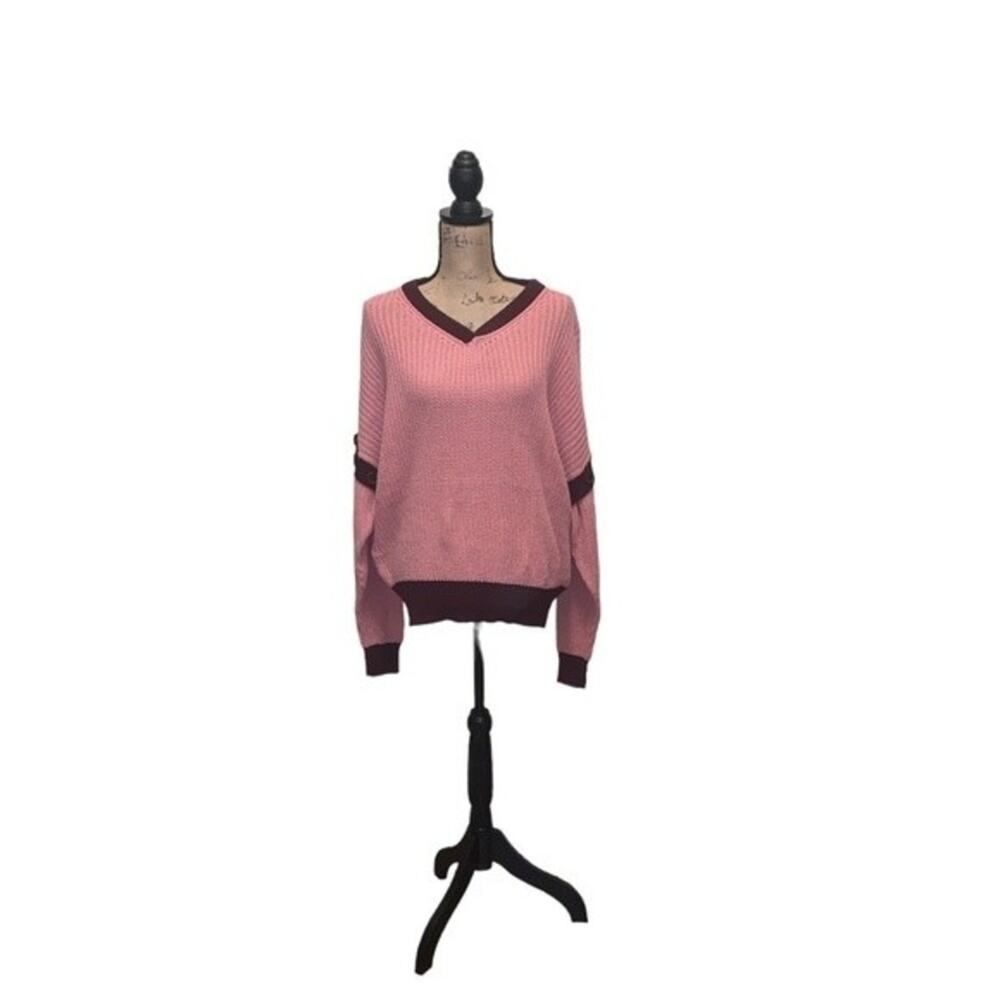 NWT Umgee USA Knit Sweater with Convertible Sleeves Pink Size XL